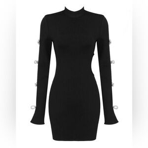 Short black, long sleeve bandage dress